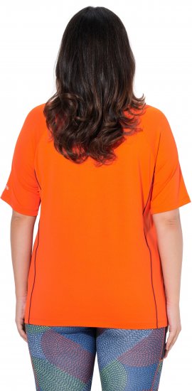 Ulla Popken Piping Accent Functional UVP 50+ Stretch Knit Top Orange Red - T-shirty - 