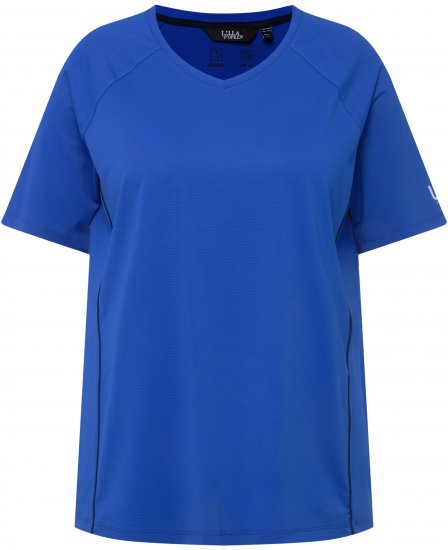 Ulla Popken Piping Accent Functional UVP 50+ Stretch Knit Top Royal Blue - T-shirty - 