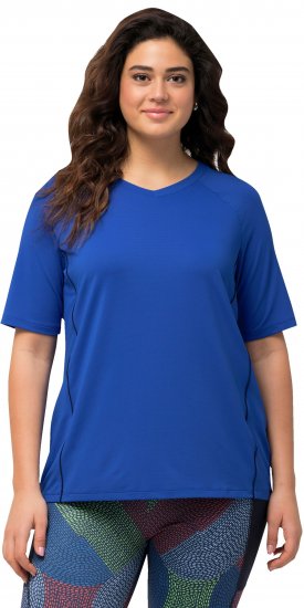 Ulla Popken Piping Accent Functional UVP 50+ Stretch Knit Top Royal Blue - T-shirty - 