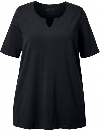 Ulla Popken Essential Notch Neck Stretch Tee Black - T-shirty - 