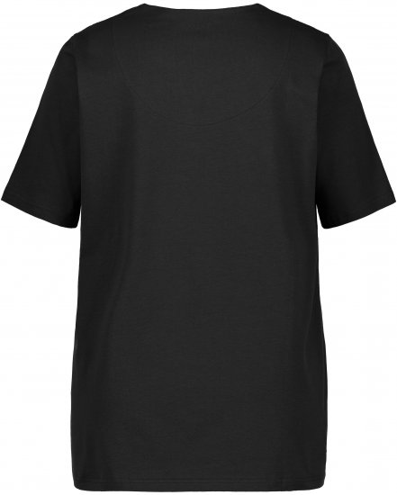 Ulla Popken Essential Notch Neck Stretch Tee Black - T-shirty - 