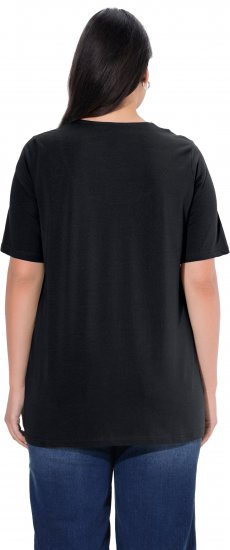 Ulla Popken Essential Notch Neck Stretch Tee Black - T-shirty - 