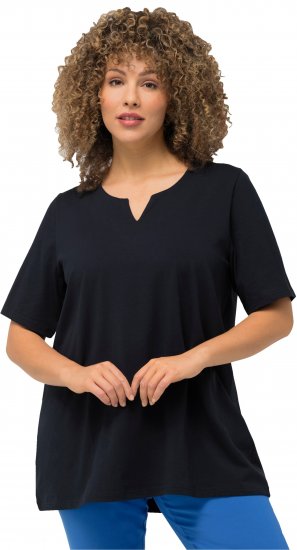 Ulla Popken Essential Notch Neck Stretch Tee Navy Blue - T-shirty - 