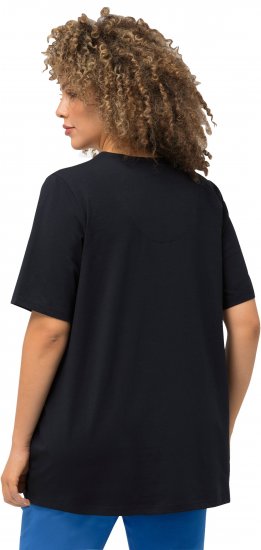 Ulla Popken Essential Notch Neck Stretch Tee Navy Blue - T-shirty - 