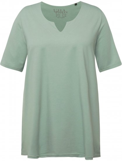 Ulla Popken Essential Notch Neck Stretch Tee Light Moss Green - T-shirty - 