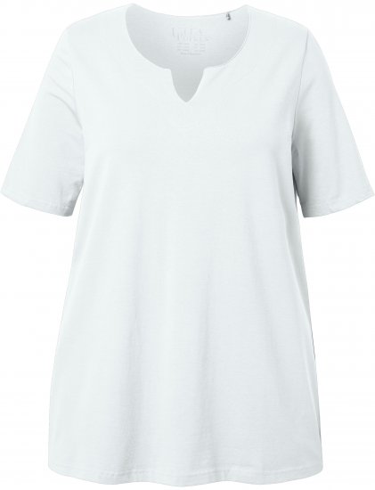 Ulla Popken Essential Notch Neck Stretch Tee Snow White - T-shirty - 