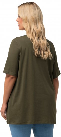 Ulla Popken Essential Notch Neck Stretch Tee Forest Green - T-shirty - 