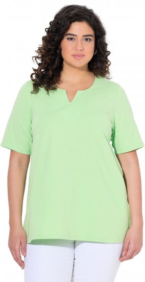 Ulla Popken Essential Notch Neck Stretch Tee Light Green - T-shirty - 