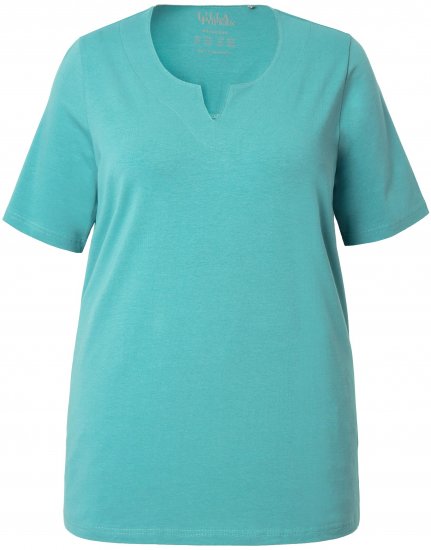 Ulla Popken Essential Notch Neck Stretch Tee Pale Green - T-shirty - 