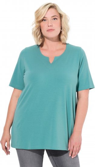 Ulla Popken Essential Notch Neck Stretch Tee Pale Green - T-shirty - 