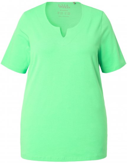 Ulla Popken Essential Notch Neck Stretch Tee Mint Green - T-shirty - 
