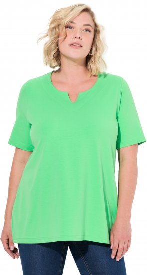 Ulla Popken Essential Notch Neck Stretch Tee Mint Green - T-shirty - 