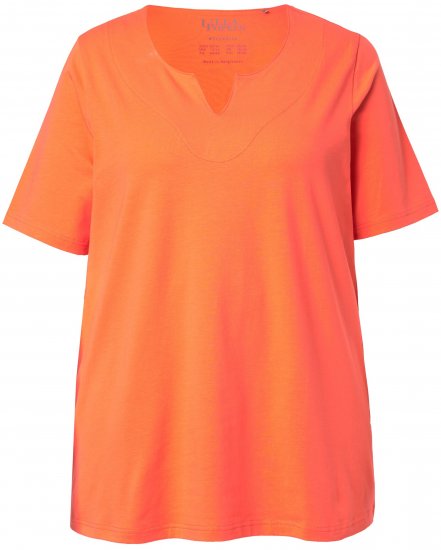Ulla Popken Essential Notch Neck Stretch Tee Coral Pink - T-shirty - 