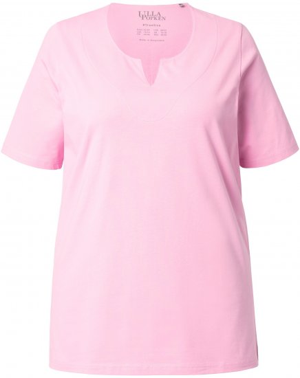 Ulla Popken Essential Notch Neck Stretch Tee Pink - T-shirty - 