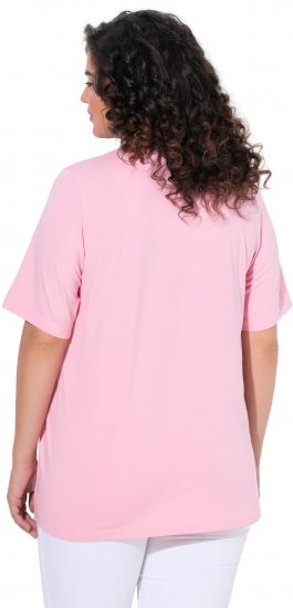 Ulla Popken Essential Notch Neck Stretch Tee Pink - T-shirty - 