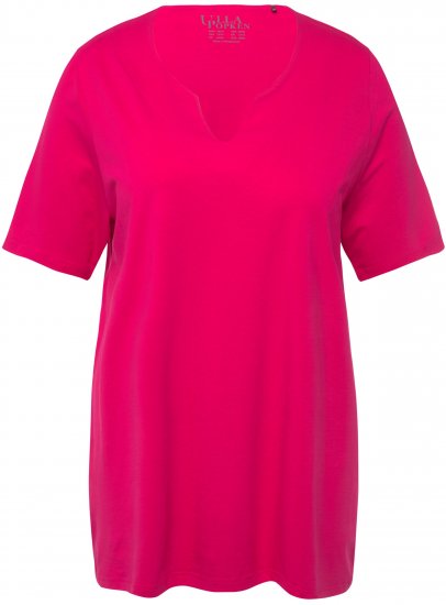 Ulla Popken Essential Notch Neck Stretch Tee Magenta Pink - T-shirty - 