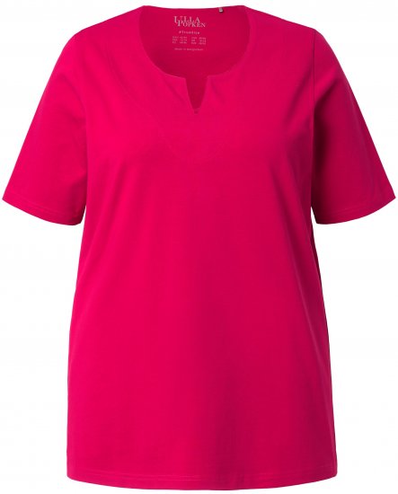 Ulla Popken Essential Notch Neck Stretch Tee Dark Raspberry - T-shirty - 