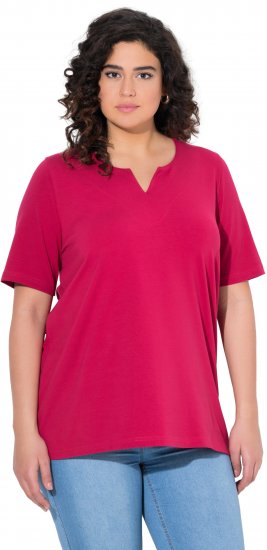 Ulla Popken Essential Notch Neck Stretch Tee Dark Raspberry - T-shirty - 