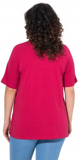 Ulla Popken Essential Notch Neck Stretch Tee Dark Raspberry - T-shirty - 