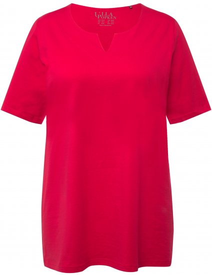 Ulla Popken Essential Notch Neck Stretch Tee Red - T-shirty - 