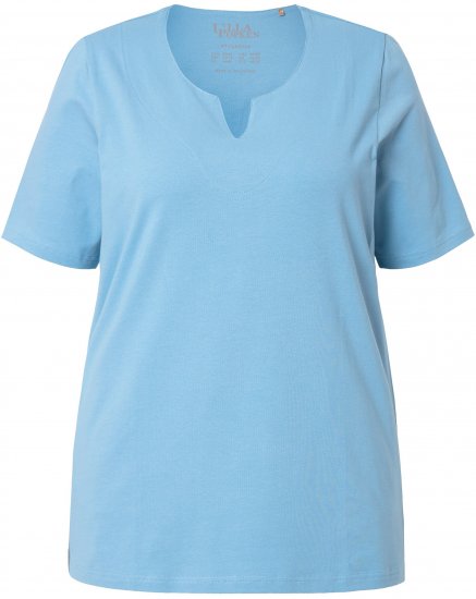 Ulla Popken Essential Notch Neck Stretch Tee Light Teal - T-shirty - 