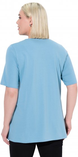 Ulla Popken Essential Notch Neck Stretch Tee Light Teal - T-shirty - 