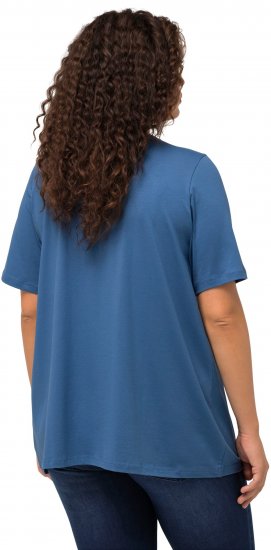 Ulla Popken Essential Notch Neck Stretch Tee Denim Blue - T-shirty - 