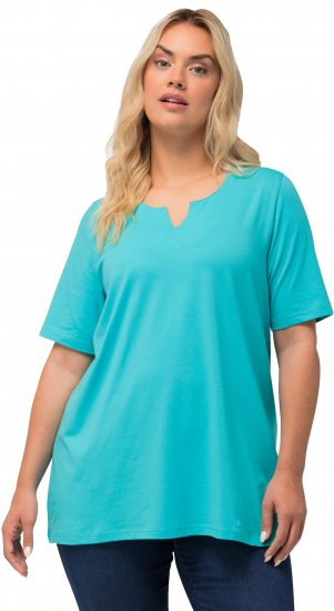 Ulla Popken Essential Notch Neck Stretch Tee Deep Aqua - T-shirty - 