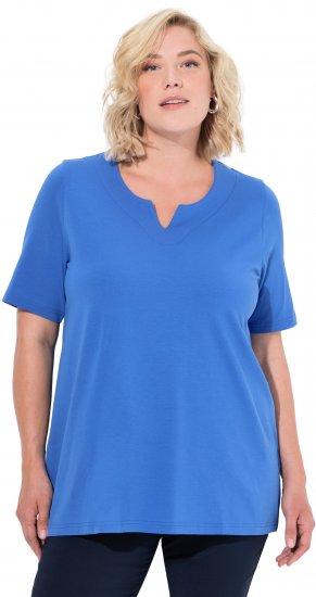 Ulla Popken Essential Notch Neck Stretch Tee Peacock Blue - T-shirty - 