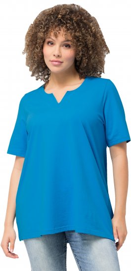 Ulla Popken Essential Notch Neck Stretch Tee Sapphire Blue - T-shirty - 