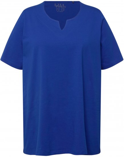 Ulla Popken Essential Notch Neck Stretch Tee Cobalt Blue - T-shirty - 