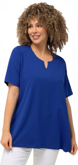 Ulla Popken Essential Notch Neck Stretch Tee Cobalt Blue - T-shirty - 