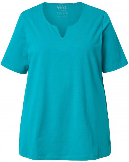 Ulla Popken Essential Notch Neck Stretch Tee Teal - T-shirty - 
