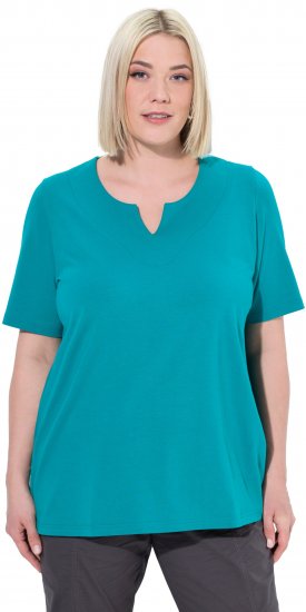 Ulla Popken Essential Notch Neck Stretch Tee Teal - T-shirty - 