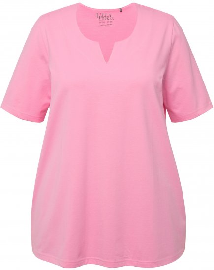 Ulla Popken Essential Notch Neck Stretch Tee Light Pink - T-shirty - 