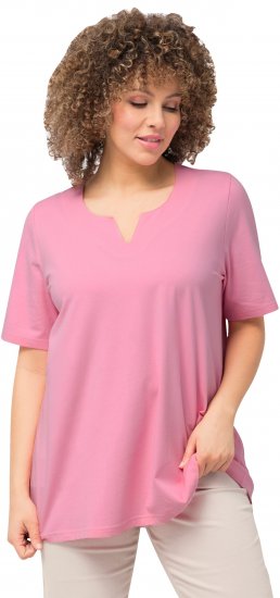 Ulla Popken Essential Notch Neck Stretch Tee Light Pink - T-shirty - 