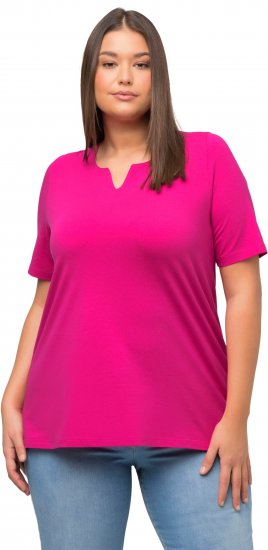 Ulla Popken Essential Notch Neck Stretch Tee Fuchsia Pink - T-shirty - 