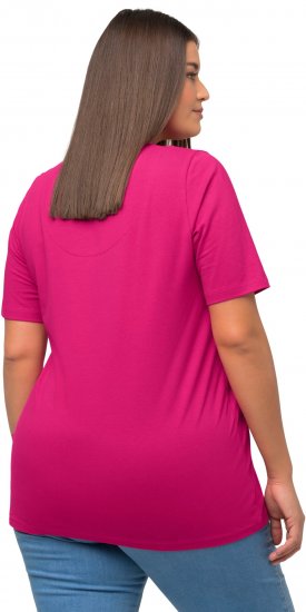 Ulla Popken Essential Notch Neck Stretch Tee Fuchsia Pink - T-shirty - 