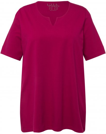 Ulla Popken Essential Notch Neck Stretch Tee Magnolia Red - T-shirty - 