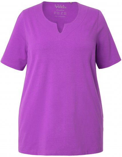 Ulla Popken Essential Notch Neck Stretch Tee Purple - T-shirty - 