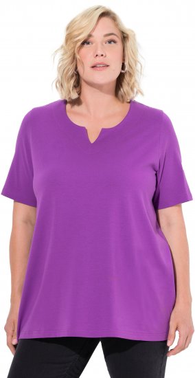 Ulla Popken Essential Notch Neck Stretch Tee Purple - T-shirty - 