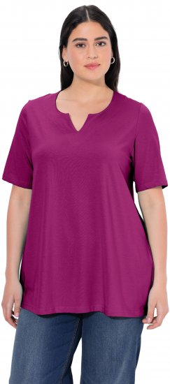 Ulla Popken Essential Notch Neck Stretch Tee Berry - T-shirty - 