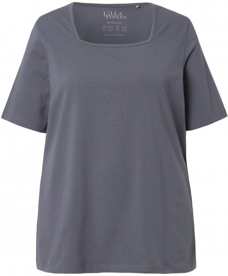 Ulla Popken Essential Square Neck Stretch Tee Graphite Grey - T-shirty - 