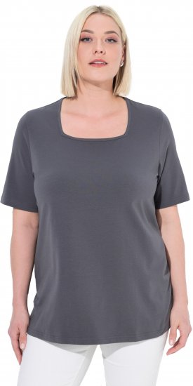 Ulla Popken Essential Square Neck Stretch Tee Graphite Grey - T-shirty - 