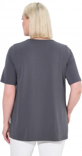 Ulla Popken Essential Square Neck Stretch Tee Graphite Grey - T-shirty - 