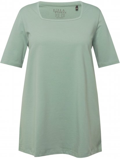 Ulla Popken Essential Square Neck Stretch Tee Light Moss Green - T-shirty - 