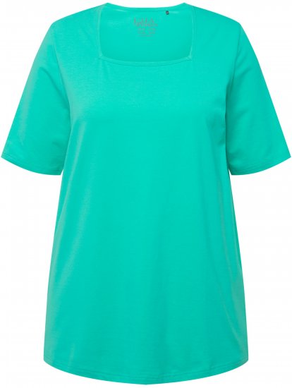 Ulla Popken Essential Square Neck Stretch Tee Turquoise Green - T-shirty - 