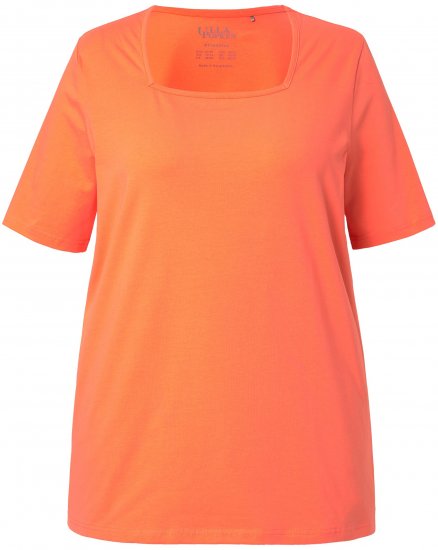 Ulla Popken Essential Square Neck Stretch Tee Coral Pink - T-shirty - 