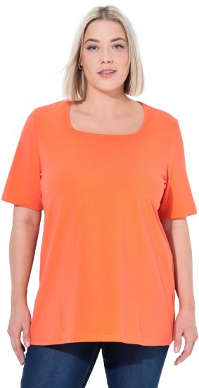 Ulla Popken Essential Square Neck Stretch Tee Coral Pink - T-shirty - 