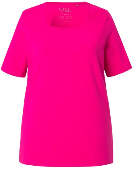 Ulla Popken Essential Square Neck Stretch Tee Magenta Pink - T-shirty - 